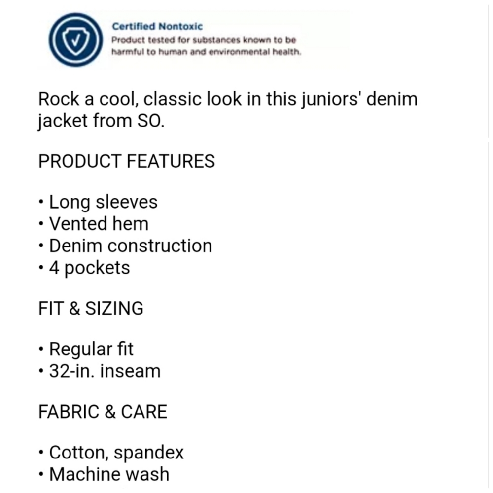 🥳FINAL PRICE👍🧥 NWT‼️ SO brand Juniors' Plus Size Jean Jacket - Picture 3 of 8